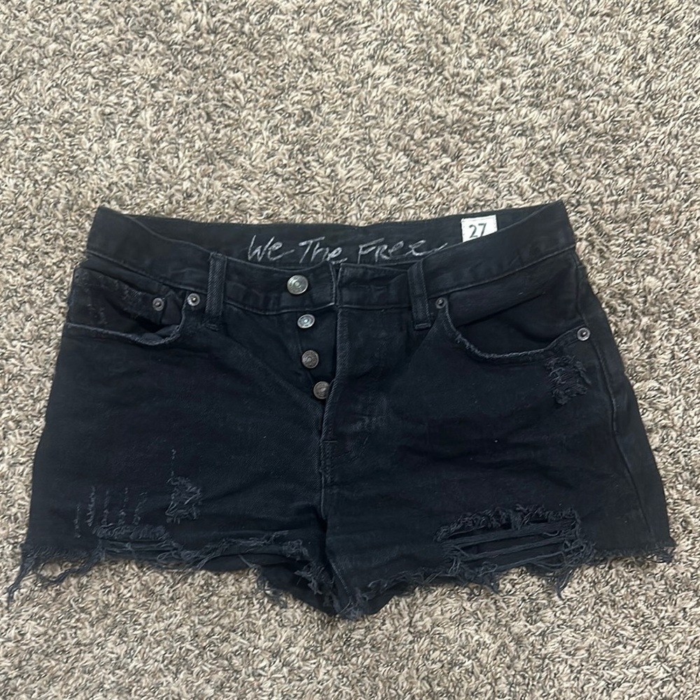 We The Free Black Distressed Jean Shorts
